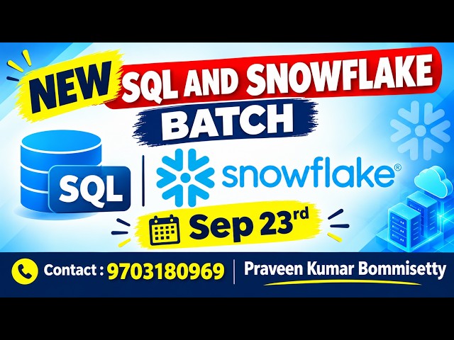 SQL and Snowflake Demo | SQL and Snowflake Real Time Training | New Batch Starts from Sept 23 2026