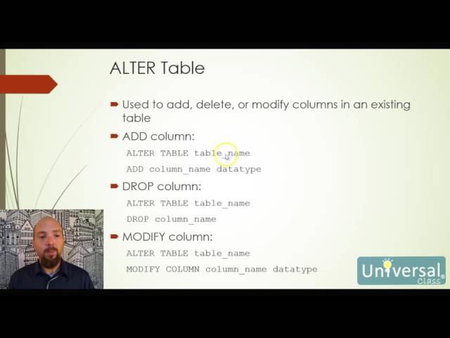 Lesson 5: Database Structures - UniversalClass MySQL Course