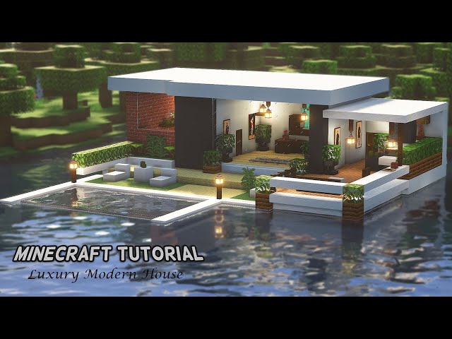 How to Build a Water Modern House | Minecraft Tutorial 🍀 (#57)