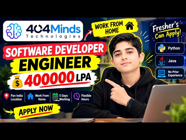 Work From Home Software Developer Job 2026 | Freshers Can Apply | 400000 LPA | PythonJava
