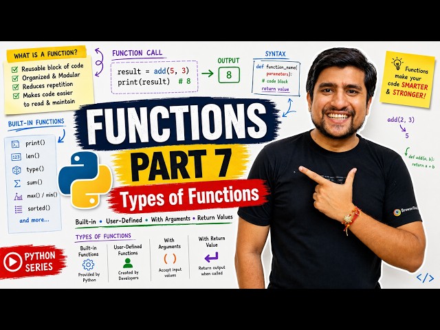 Python for Beginners | Functions & Types of Functions Explained | Part 7