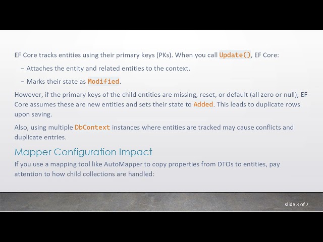 Understanding EF Core's DbContext.Update() Behavior with Child Entities