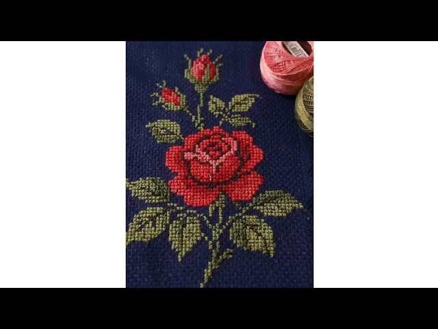 Beautiful Rose Flower Embroidery Stitch Tutorial 🌹