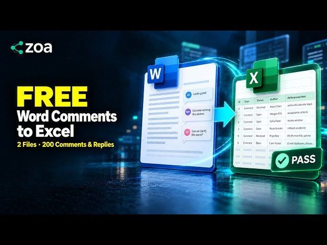 FREE Word Comments to Excel | CZOA Tested: 200 Records, 2,600 Fields