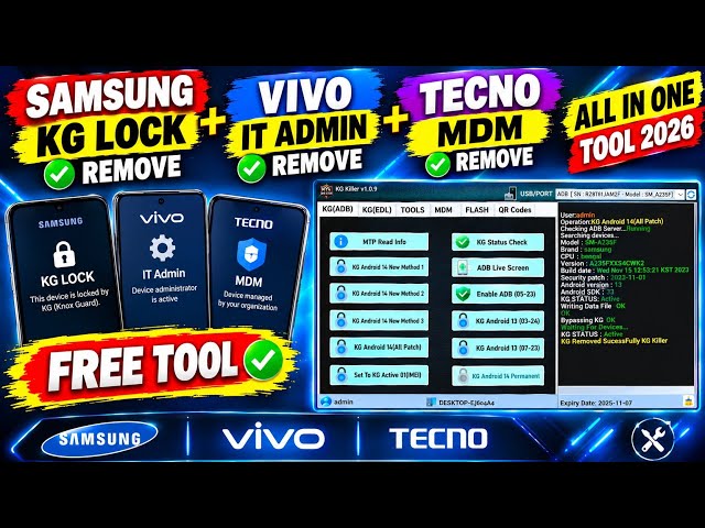 🔥 FREE Tool 2026 | Samsung KG Lock Remove + Vivo IT Admin + Tecno MDM Remove | All In One Tool