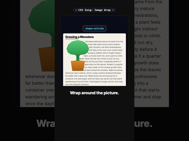 Text that wraps around an image, not its box