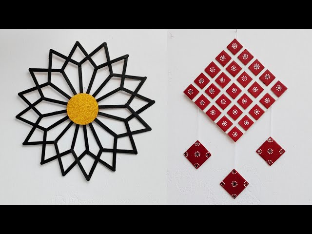 Beautiful wall decor made from ice cream sticks and old cardboard