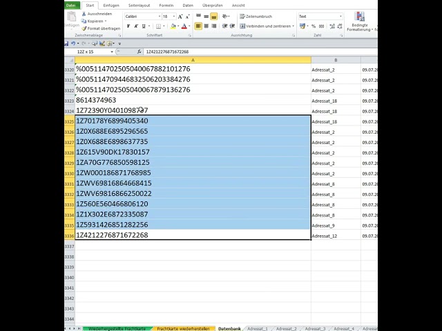 Arten von Tabellenblättern  Programm zur Erstellung von Frachtkarten in Excel VBA