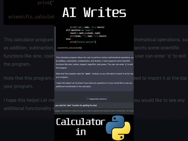 AI writes a calculator in Python #shorts