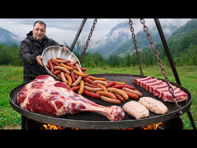 Cooking Famous German Sausages on A GIANT Grill!