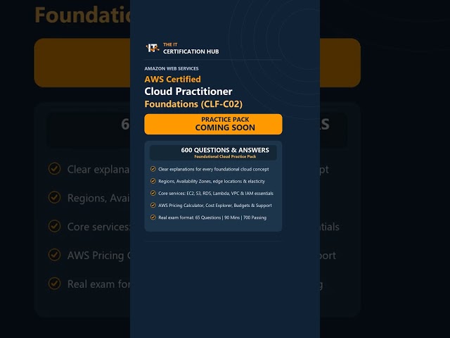 AWS Certified Cloud Practitioner (CLF-C02): 600 Practice Q&As Coming Soon! ☁️ #Shorts