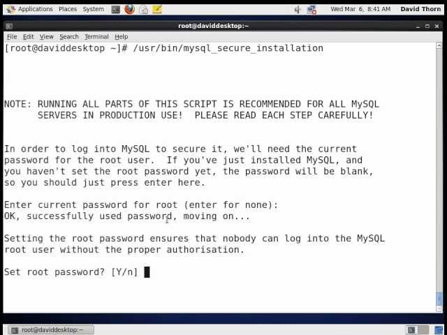 MySQL - Linux Install MySQL Server on CentOS 6.3 - Configure using mysql_secure_installation