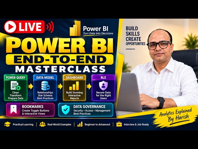 🔴 LIVE: Learn Power BI End-to-End | Power Query → Data Model → Dashboard → RLS