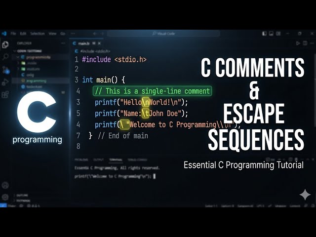 C Programming | Comments & Escape Sequences Explained with Practical Examples