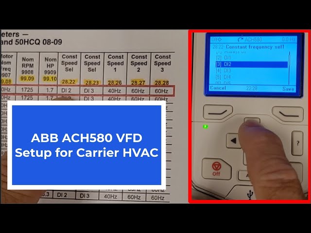 ABB ACH580 VFD setup for Carrier HVAC