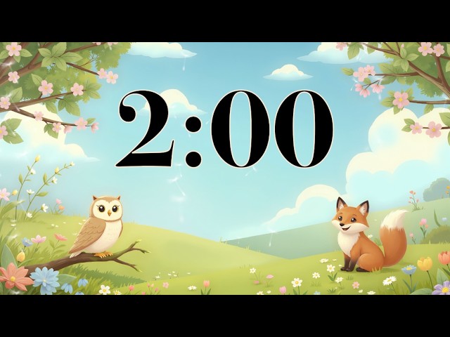 2 Minute Spring Timer | Cute Animals & Calming Acoustic Music for Study, Homework, & Classrooms