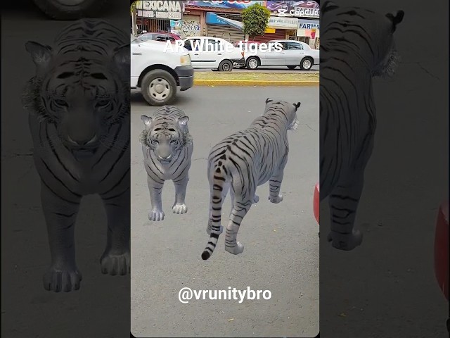 🐅🌆 Exploring the Concrete Jungle with AR White Tigers! 🌆🐅📱
