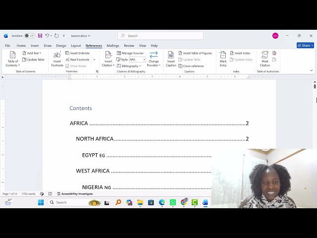 HOW TO CREATE A TABLE OF CONTENTS IN MICROSOFT WORD