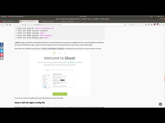 como instalar ghost connginx