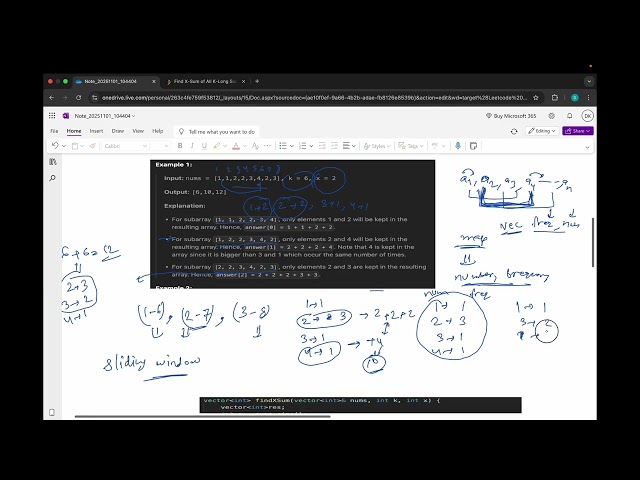 Leetcode 3318 | Find X-Sum of All K-Long Subarrays I | Optimized Solution + Approach