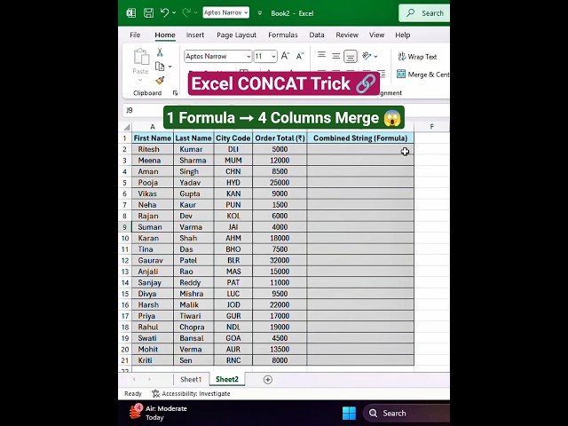 Excel CONCAT Function 🔗 | Combine Multiple Columns Instantly