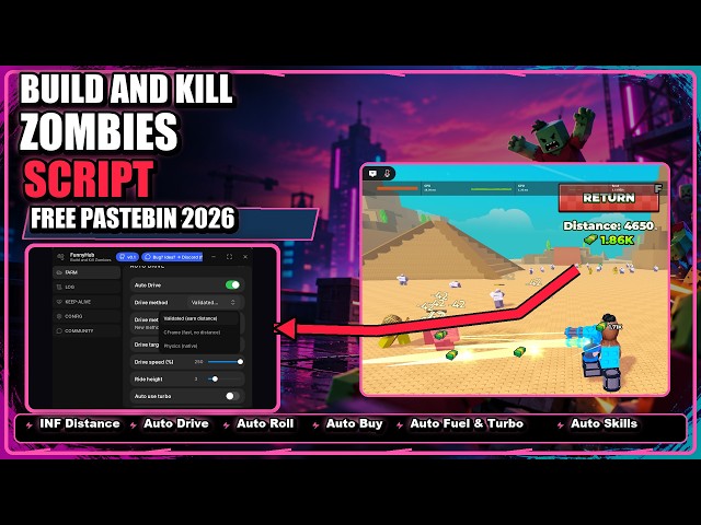 Build and Kill Zombies Script 2026 🔥 INF Distance + Auto Drive (FREE PASTEBIN)