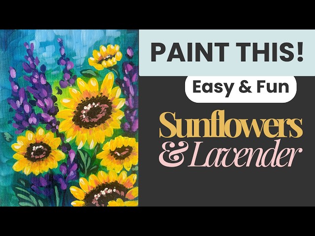 Wild Sunflowers & Lavender Acrylic Painting | Relaxing Fall Botanical Tutorial
