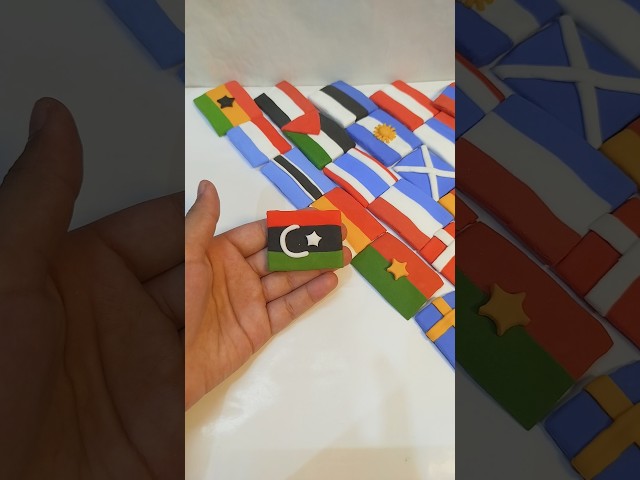 Libya Flag Made with Clay! 💚✨ | Mini Country Flag Craft  #trending #shorts