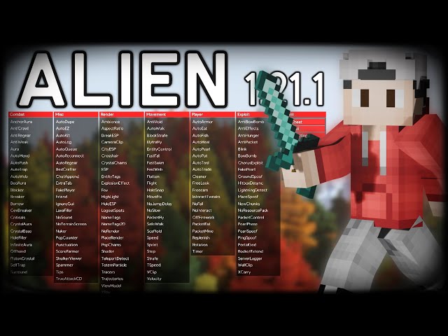 Powerful 2B2T Hack Client | Alien For Minecraft Java Edition 1.21.1