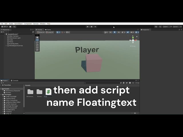 Floating Text on Player in Unity 3D!  #unity #development #script #3d #text