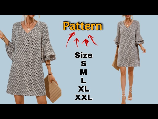 Sew Your Own Dress with These Easy Pattern Making Steps UNDER 20 Minutes! sizes S, M, L, XL, and XXL