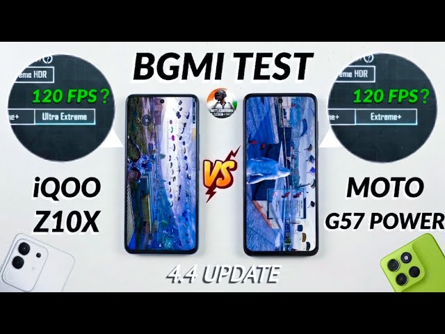 iQOO Z10x vs Moto G57 Power BGMI Test After 4.4 Update - Best Phone Under ₹20,000? 🤔