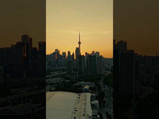 Golden Hour Drone Shot Over Toronto Canada 4K