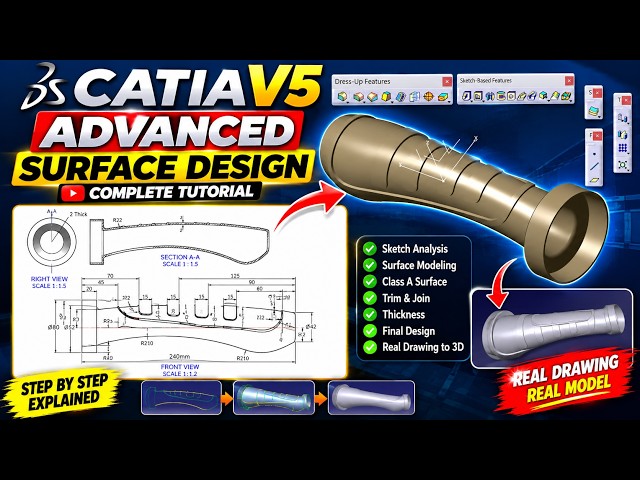 CATIA V5 Advanced Surface Design | Generative Shape Design (GSD) & Generative Surfacing|Step-by-Step