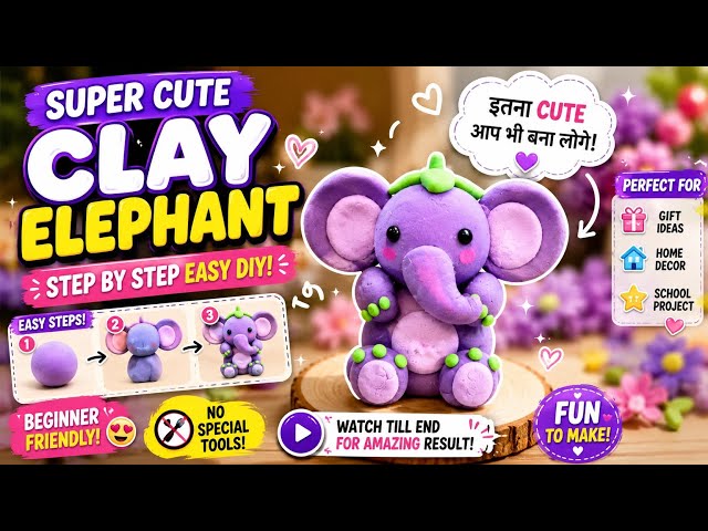 Cute Clay Elephant DIY 🐘✨ | Easy Miniature Clay Craft Tutorial for Beginners@Craftopia_by_Nikita#diy