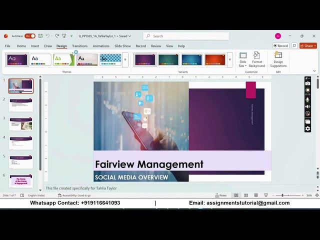 Illustrated PowerPoint 365 | Module 1: SAM Project A Fairview Management