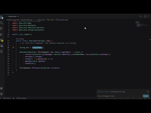 Java Interview Question 🔥 First Non-Repeating Character (Streams Explained)