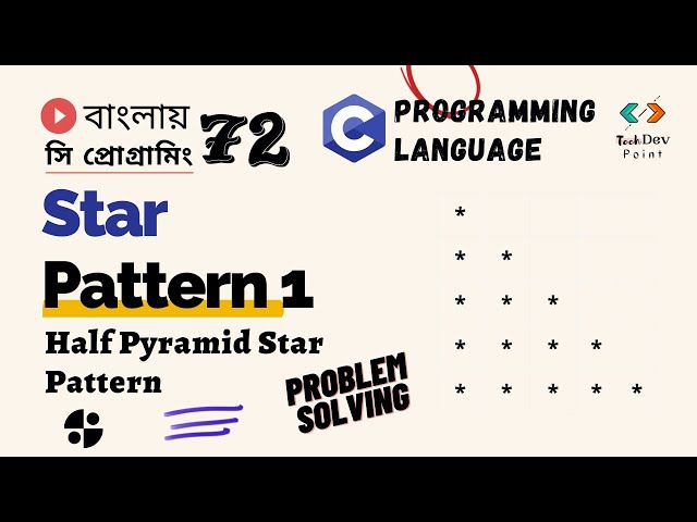 Lec 72: Star Pattern -1 | Half Pyramid | Patterns in C | C Programming Bangla Tutorial | সি