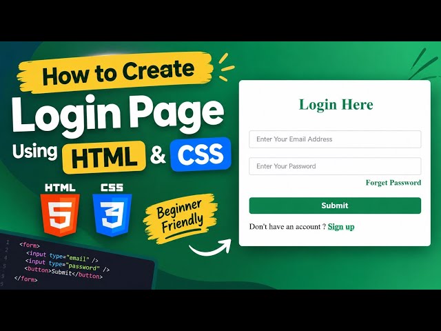 How To Create a Login Form Using HTML & CSS | Login Form | Login Page 