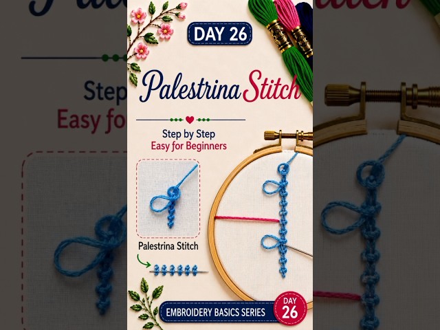 🧵 Palestrina Stitch – Easy & Beautiful Embroidery Stitch ✨#PalestrinaStitch  #EmbroideryTutorial