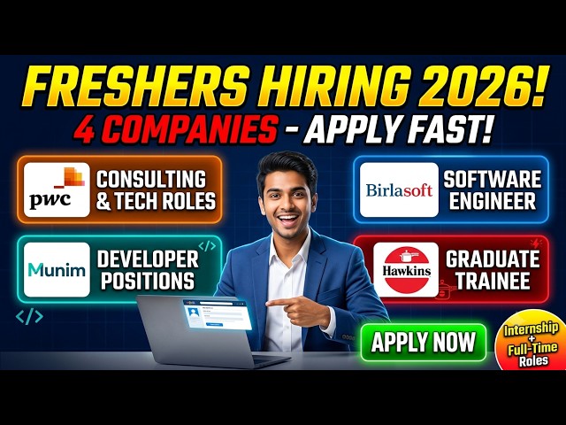 Freshers Hiring 2026 | PwC Birlasoft Munim Hawkins Apply Fast #freshersjob #hiring #jobs