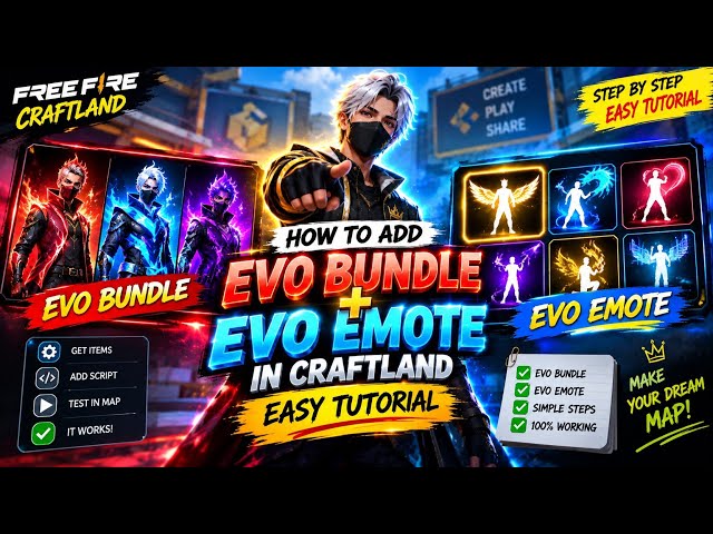 How to Add Evo Emote and Evo bundle in Free Fire Craftland | Easy Tutorial