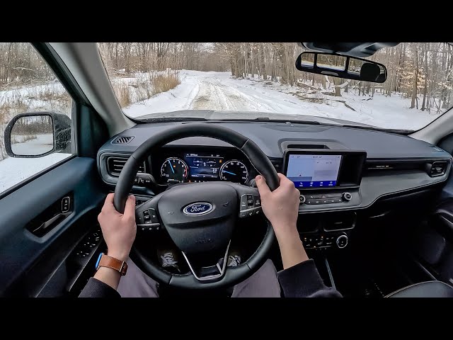 2023 Ford Maverick Lariat Tremor - POV Snowy Off Road Drive (Binaural Audio)