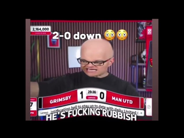 Mark Goldbridge Manchester United vs Grimsby funny match reaction moments