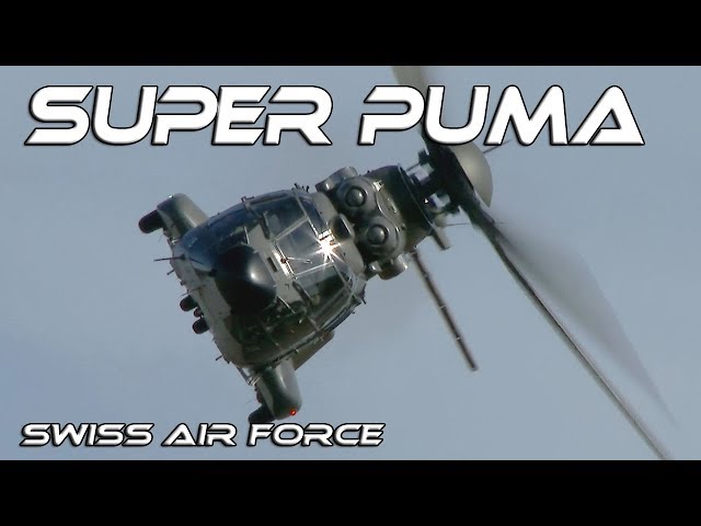 4K UHD Super Puma Display Team Swiss Air Force Spectacular screwdriver up and down  maneuvers