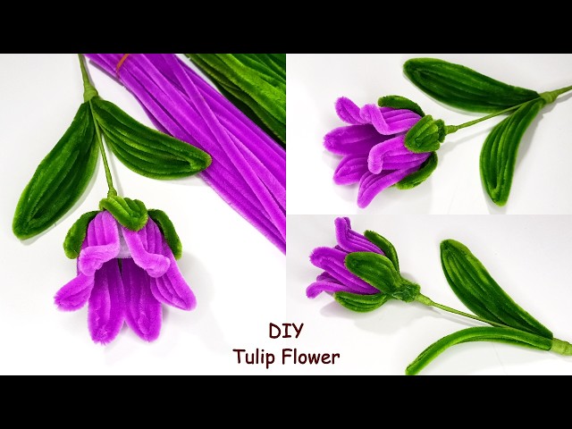 How to Make a Purple Tulip Flower with Pipe Cleaners 🌷 Easy DIY Tutorial
