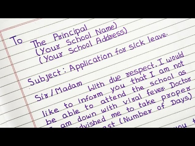 Application for sick leave | Sick leave application | Application for fever 