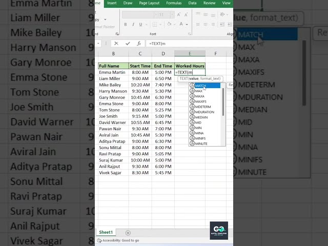 Excel Working Time Calculation ⏰ | Easy Excel Trick  #excel #time #vlookupformula #ifformula