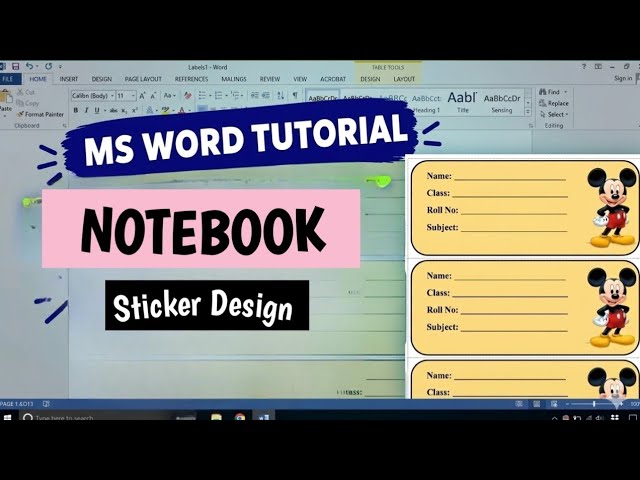 How to Make Notebook Sticker in MS Word | Book Label Design in MS Word | MS Word Tutorial