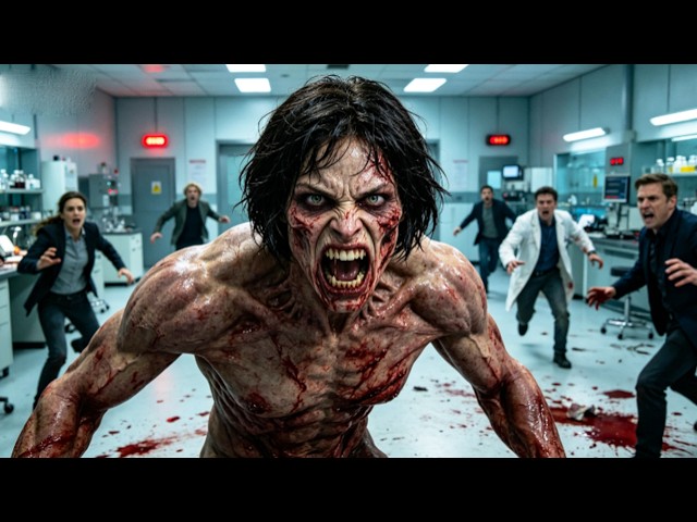 A female android goes on a rampage in the laboratory, slaughtering every researcher!